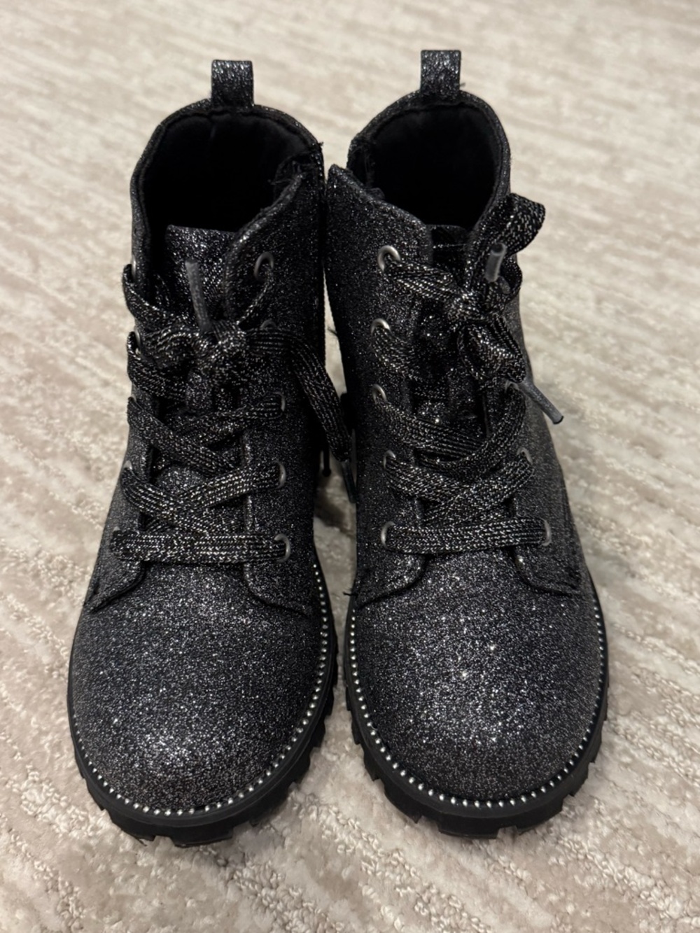 New Rachel Zoe Little Girls Black Silver Sparkle Booties Size 11 - Picture 2 of 6
